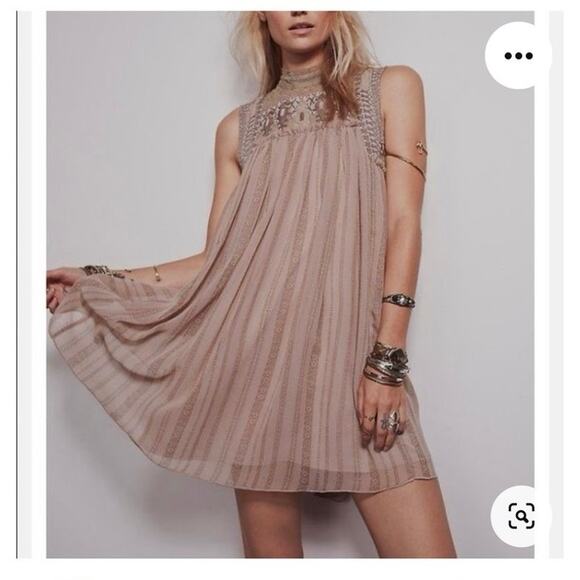 Free People Dress medium Georgette lace sheer Royal Regencycore Fairy babydoll - Picture 3 of 16